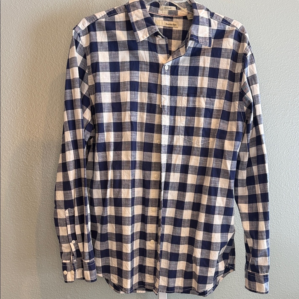 MEN’s Hawker Rye Large Classic Blue and White Plaid Shirt